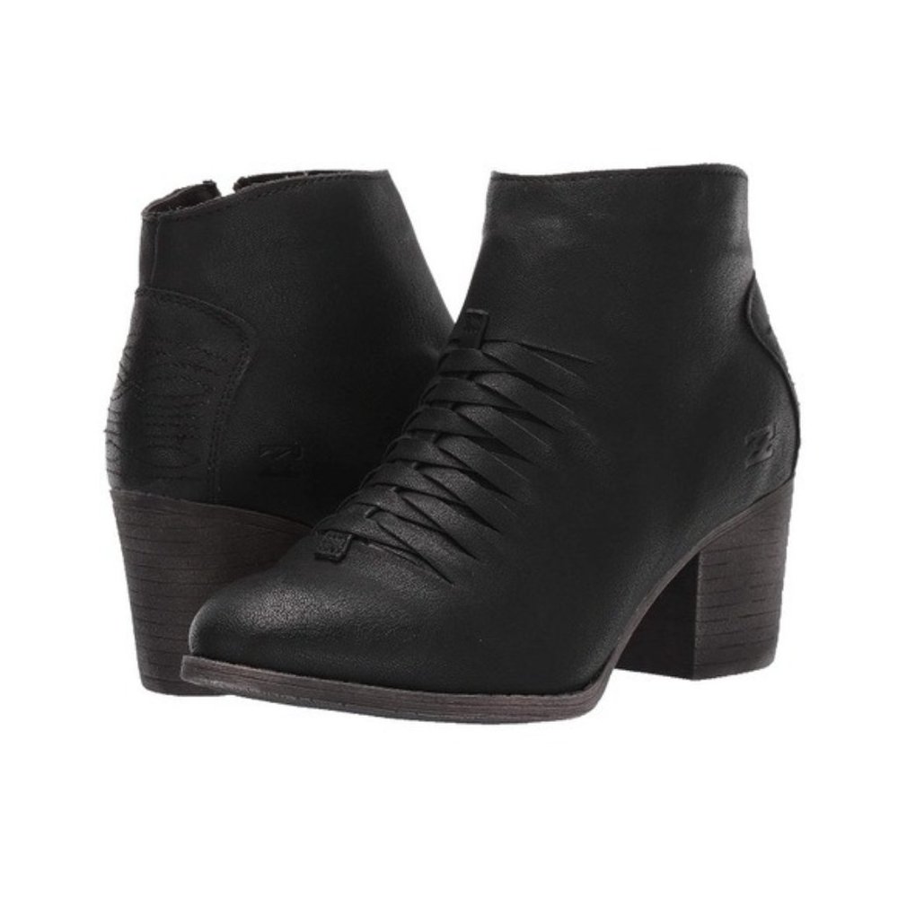 SOLD!! Billabong Black Leather Ankle Booties 9.5 - Picture 4 of 11